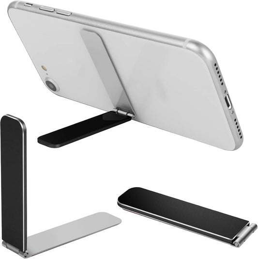 Giantree Ultra Thin Cell Phone Holder, Adjustable Mini Alloy Phone Kickstand Portable Phone Stand Foldable Phone Stand for Mobile Phone Tablet (Black)