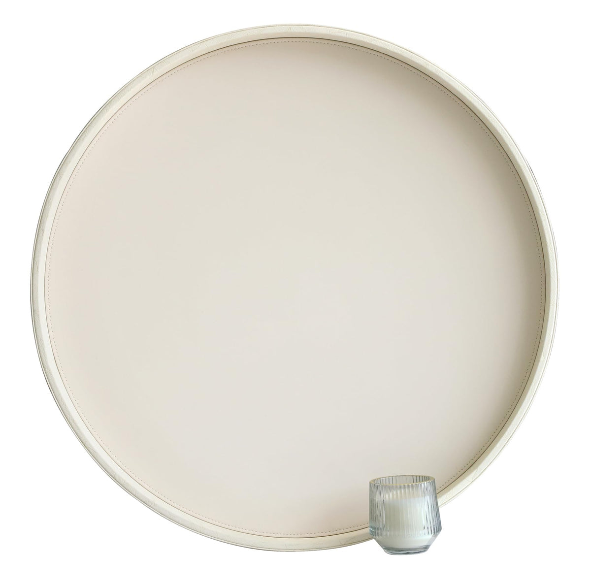 HofferRuffer Faux Leather Round Serving Tray, Vegan Croco Leather Decorative Tray, Food Tray for Storage Drinks, Snack & Cosmetics, Dia.12'' x 1.6'' (LightBlue)