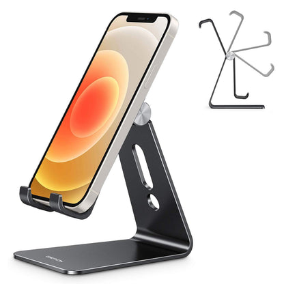 OMOTON Adjustable Cell Phone Stand, C2 Aluminum Desktop Phone Holder Dock Compatible with iPhone 15 14 13 Xs XR 8 Plus 7 6, Samsung Galaxy, Google Pixel, Android Phones, Rose Gold