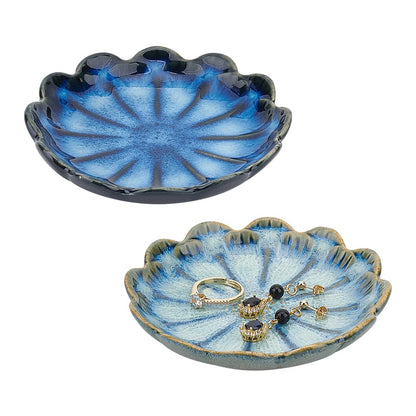 NBEADS Starfish Shape Ceramic Jewelry Tray, Aqua Shell Trinket Dish Ceramic Ring Earring Holder Ocean-themed Decorative Trinket Plate for Rings Earrings Necklaces Bracelet Jewelry Watch Keys