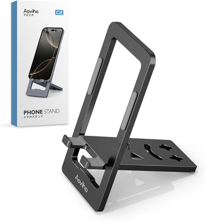 Aoviho Foldable Cell Phone Stand for Desk, Portable Phone Holder,Black