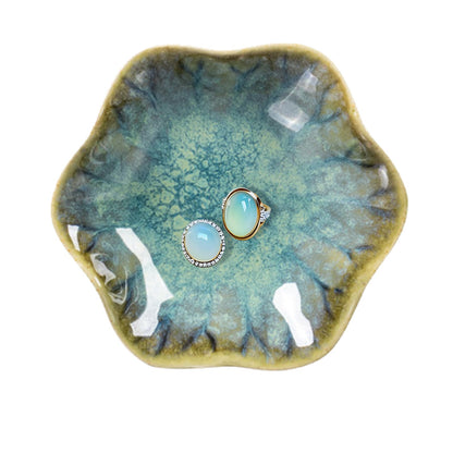 Lotus Leaf Ceramic Jewelry Ring Dish for Women (Mist Green)