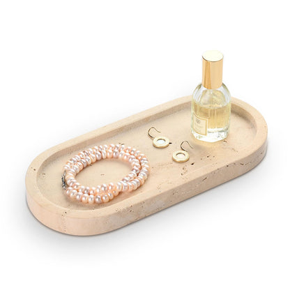 Turkish Marble Perfume Tray, Beige Bathroom Tray 10 Inch