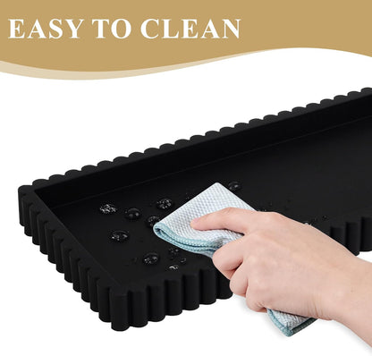 Silicone Bathroom Tray Small Vanity Tray Kitchen Counter Decor, Black