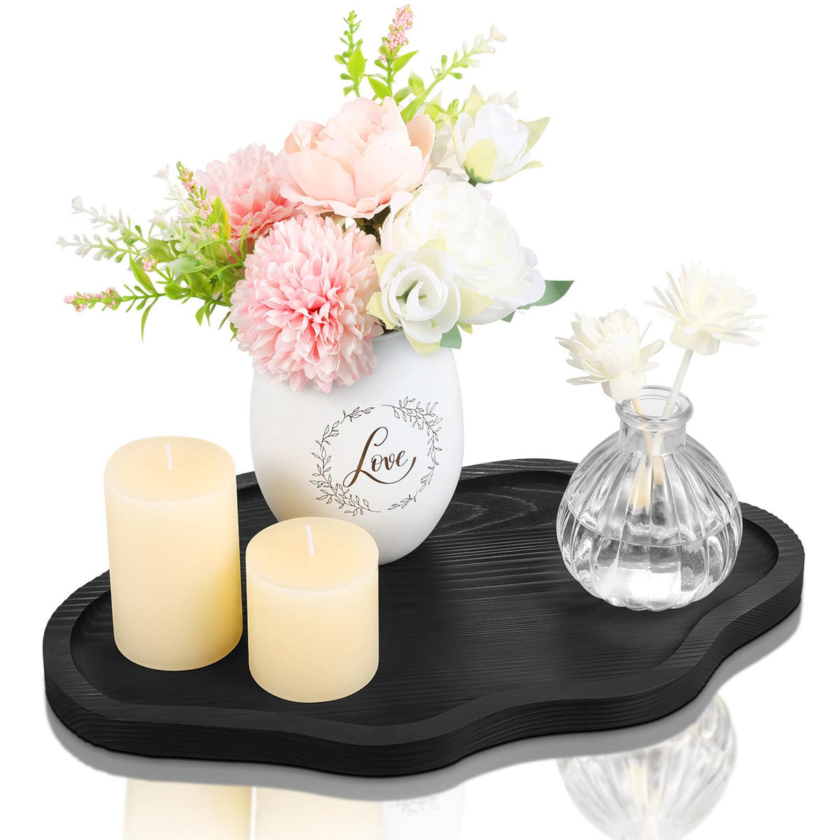 Wood Decorative Serving Tray for Candles Perfume, Cloud Jewelry Tray Trinket Dish, Wooden Trays for Coffee Table Home Decor