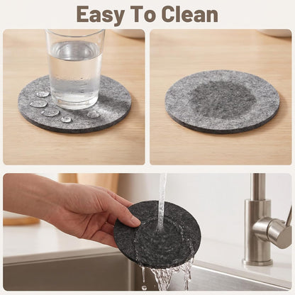 3.94 in Felt Coasters for Drinks Set of 8 Round Absorbent Coaster
