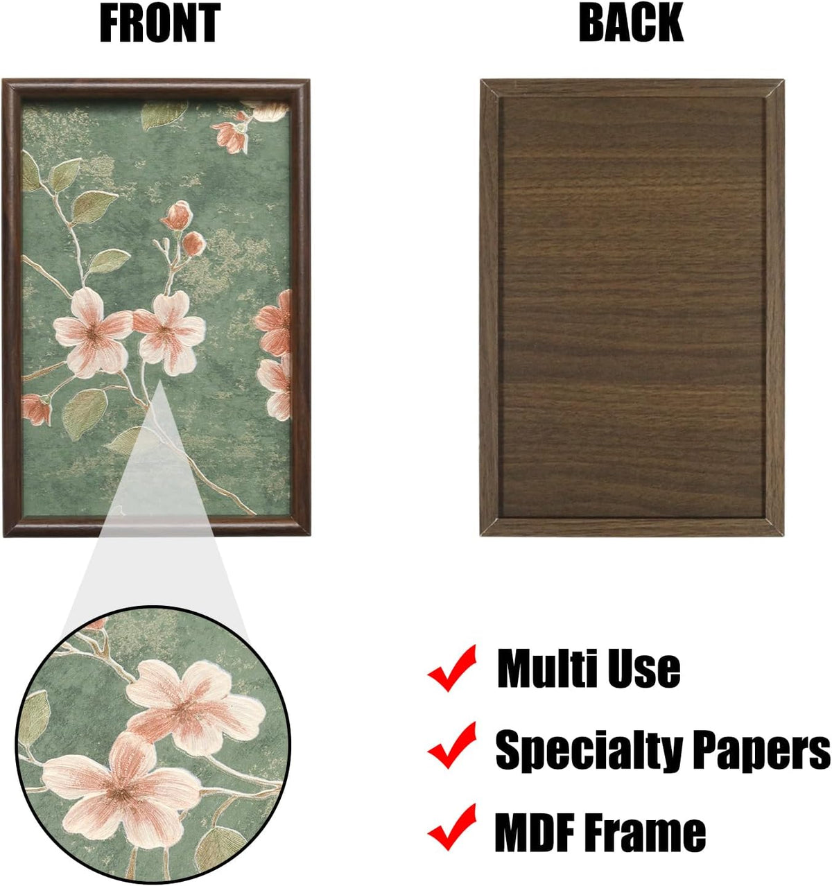 Wooden Valet Tray with Floral Base, Green Vintage Blossoms
