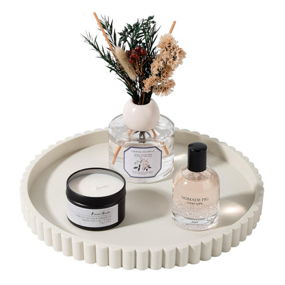 Round Bathroom Tray Perfume Organizer Coffee Table Decor, 9" Black