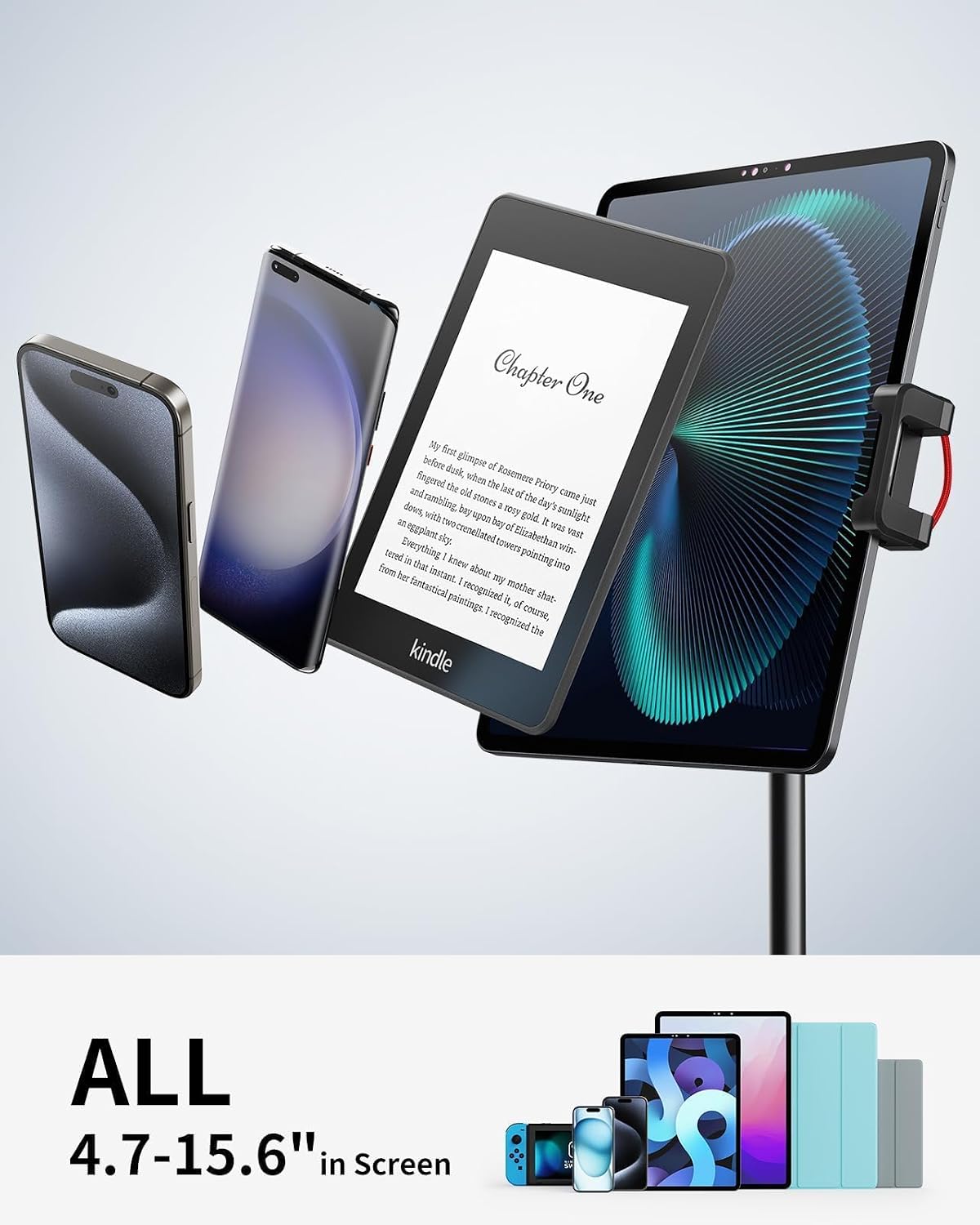 SAIJI iPad Stand for Desk - Height Adjustable & Weighted Base Phone Holder