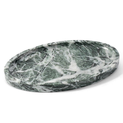 Koville Italian Round Travertine Tray, 8" Vanity Decorative Marble Tray for Countertop, Catchall for Perfume, Candles, Jewelry Dish