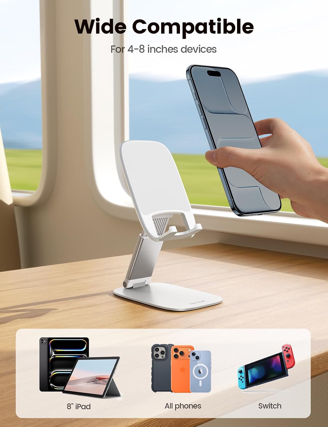 Lamicall Ultra-Thin Cell Phone Stand, Foldable Cellphone Holder for Desk