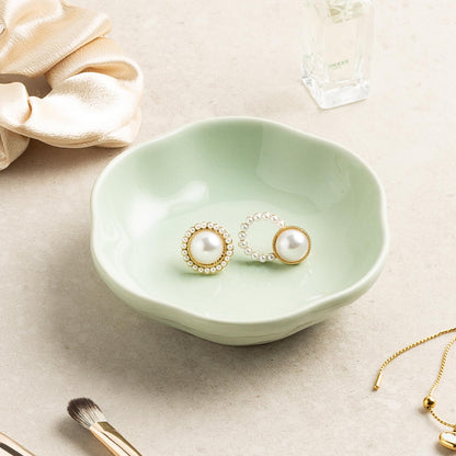 Ceramic Jewelry Tray, Ring Holder Floral Trinket Bowl for Women