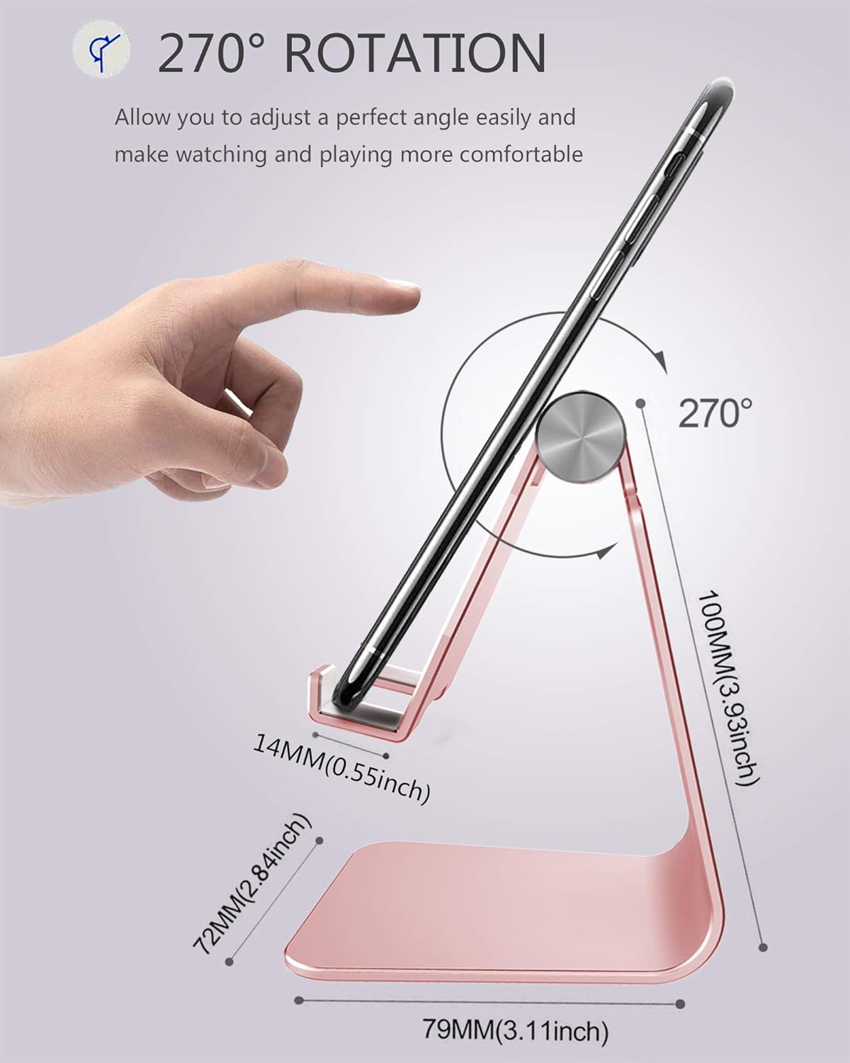 CreaDream Aluminum Cell Phone Stand, Adjustable Phone Holder for Desk