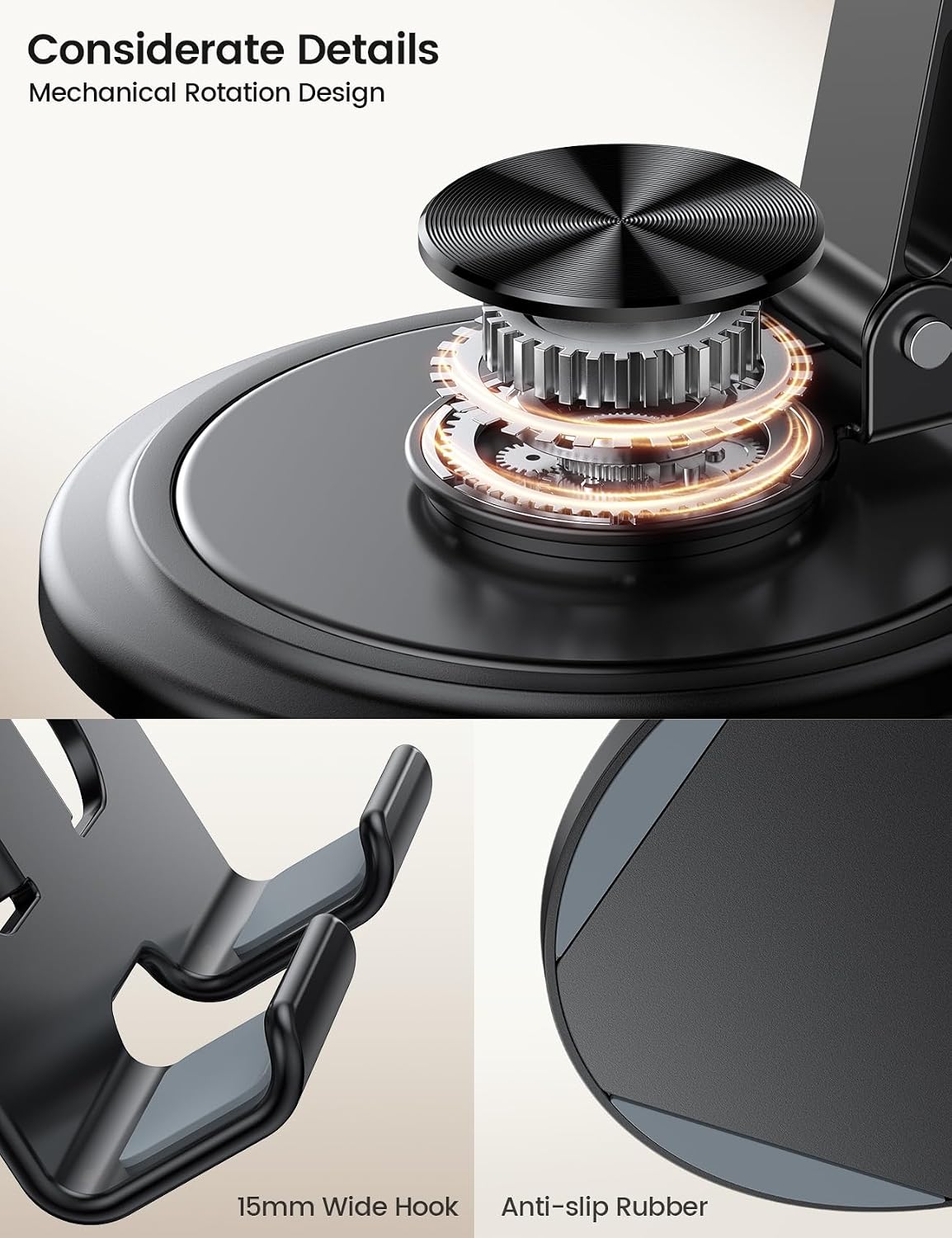 Lamicall 360° Rotation Cell Phone Stand for Desk, Sturdy Phone Holder