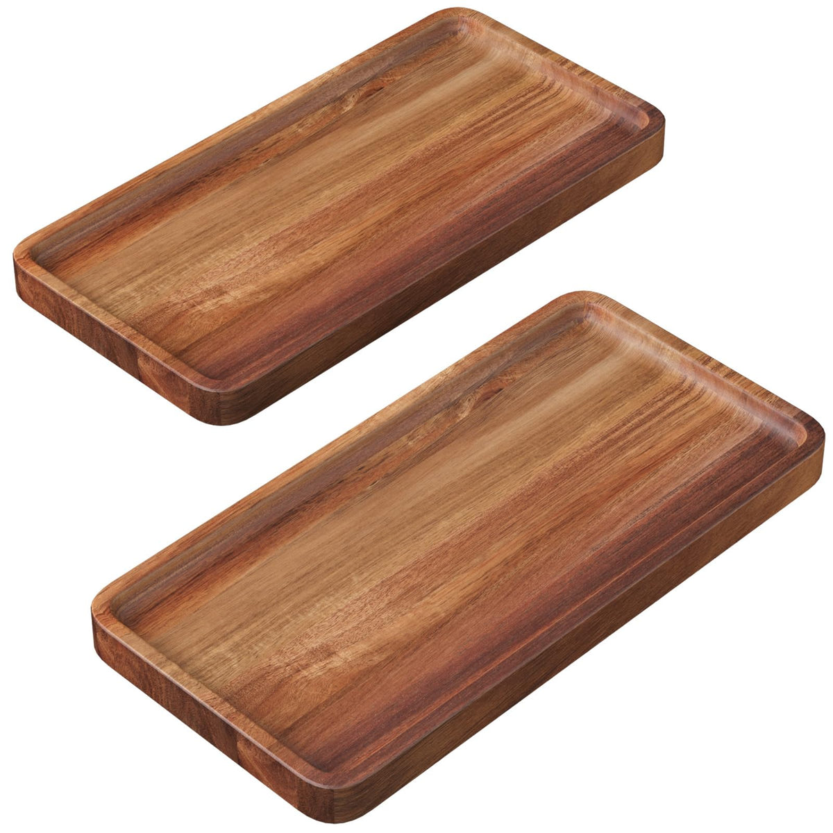 VERTORGAN 2 Pack Acacia Wood Serving Tray,9.8x5.9 Inch Trays,Home Decor