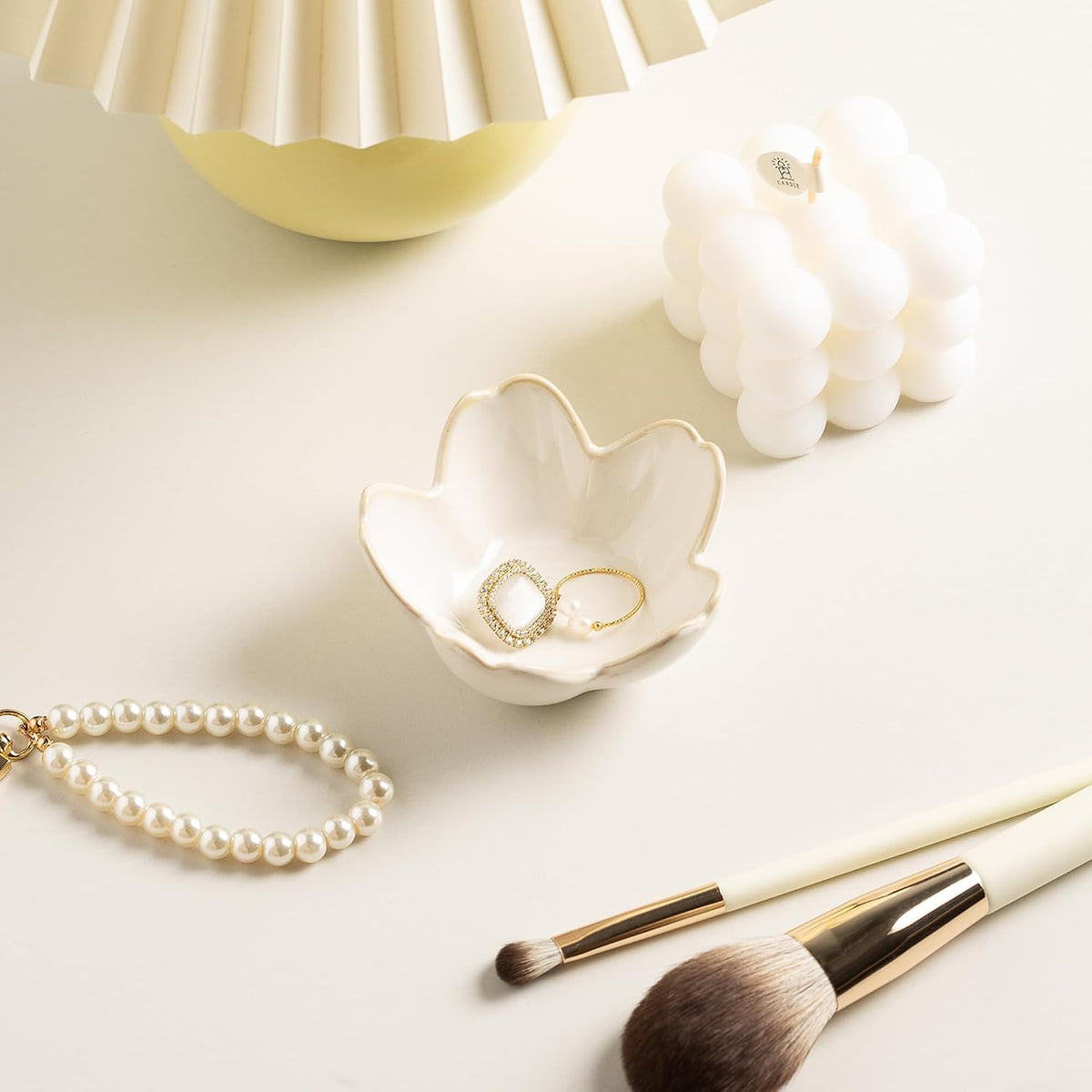 Flower Ring Holder Dish, Ceramic Jewelry Tray, Small Trinket Dish