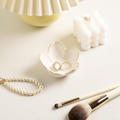 Flower Ring Holder Dish, Ceramic Jewelry Tray, Small Trinket Dish