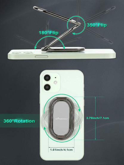 Phone Ring Holder Finger Kickstand 360°Rotation Cellphone Back Grip Foldable Cell Phone Stand for Desk Compatible with iPhone iPad Smartphones Tablets (Gun Black)