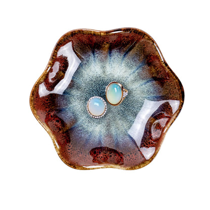 Lotus Leaf Ceramic Jewelry Ring Dish for Women (Mist Green)