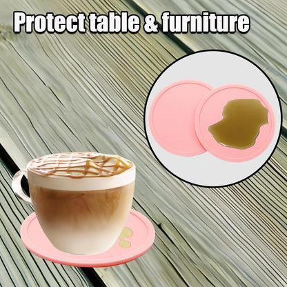 5 Pack Pink Coasters,Non-Slip Cup Coasters for Tables,Office, Desks,Kitchen,Bar,Drink Coasters,3.93inch