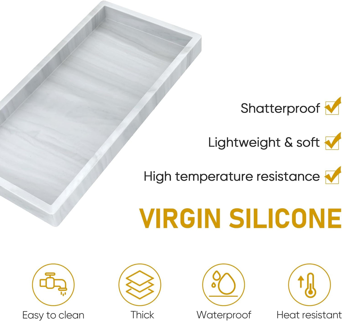 Silicone Bathroom Tray,Shatterproof Silicone Tray for Bathroom Counter