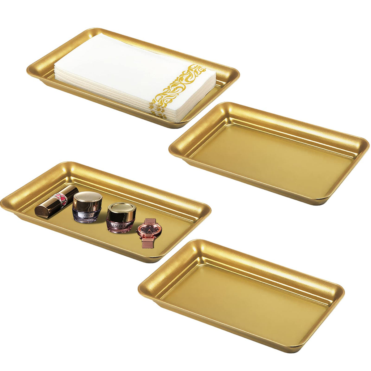 SheeChung Metal Vanity Tray, Bathroom Counter Storage Tray, Bronze 2 Pack