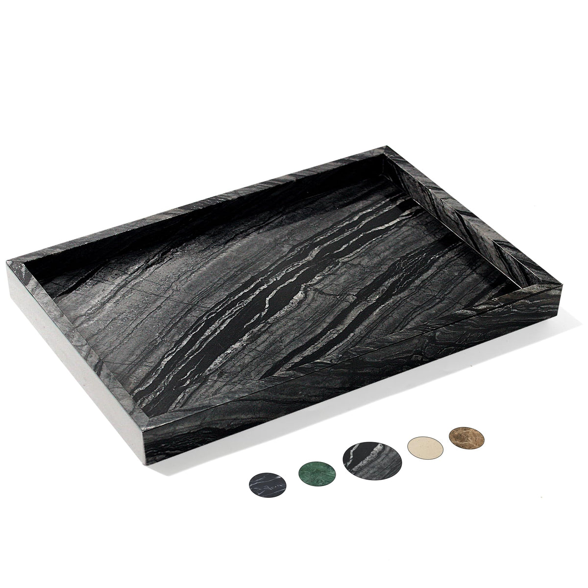 YMXYJM Real Natural Marble Tray for Bathroom, Genuine Marble Stone Vanity Tray, Luxury Storage Trays for Kitchen, Vanity, Home Decor, Dresser, Non-Resin/Non-Ceramic, 12"x 8"x 1.2", Dark Green