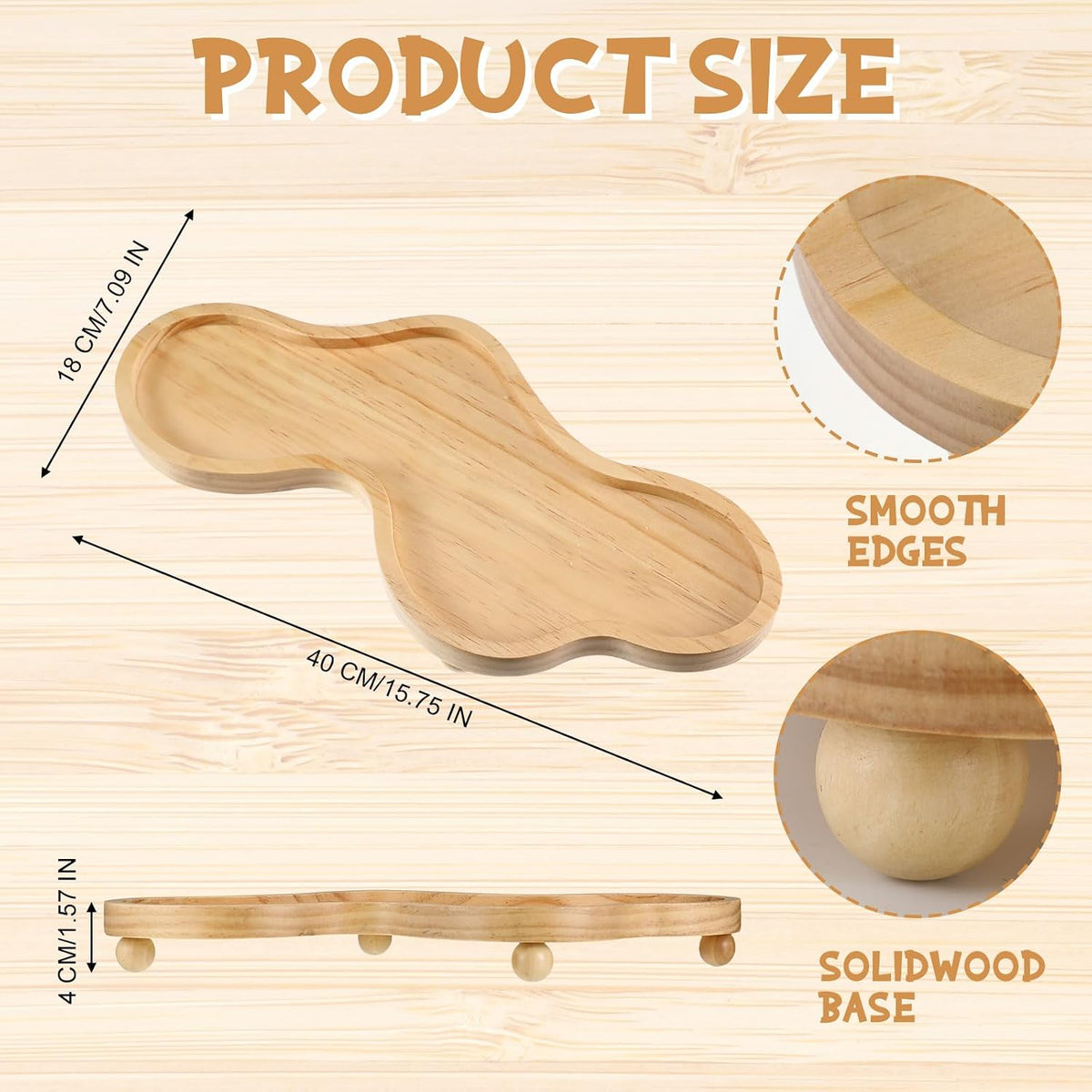 Uiifan Wood Cloud Perfume Decorative Tray Bedside Jewelry Tray,Wood Color