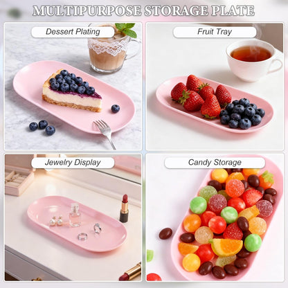 SUTOKAKA 2 Pack Pink Plastic Jewelry Tray Decorative Dish