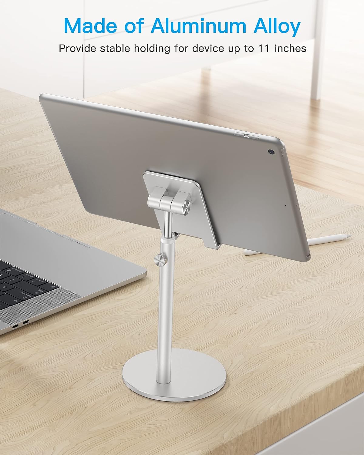 OMOTON CA04 Aluminum Tablet Phone Stand, Adjustable Desk Stand Silver