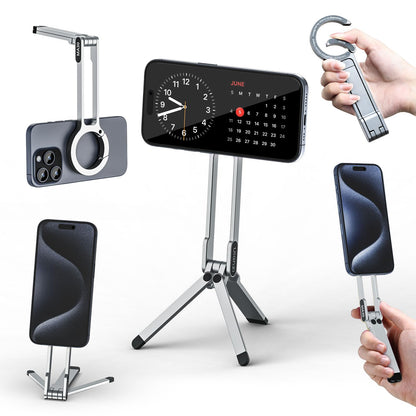 ULANZI MA30 Magnetic Phone Tripod Stand for iPhone - Aluminium Maglock Smartphone Mini Tripod Pocket Cell Phone Stand Strong Magnet Quick Mount Compatible with iPhone 17 16 15 14 13 12 Series, Black