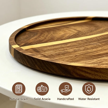 11.5" Round Acacia Wood Serving Tray