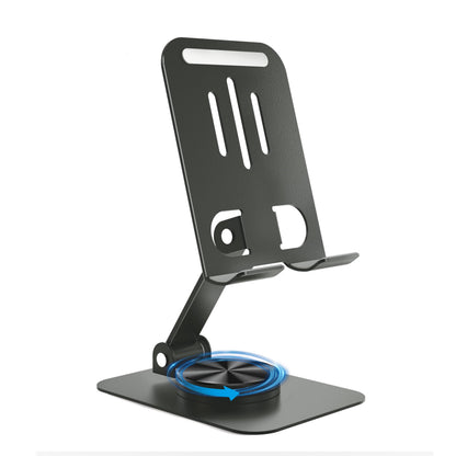 Metal Cell Phone Stand for Desk, Multi-Angel Adjustable 360° Rotation Non-Slip and Foldable Mobile Phone Stand, Compatible with iPhone 18/17 Series and All Smartphones, Black