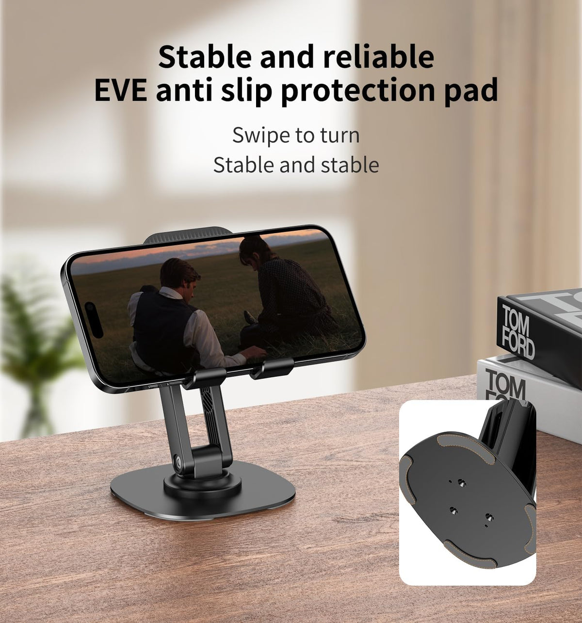 360° Rotating Cell Phone Stand for Desk (K69-Black)
