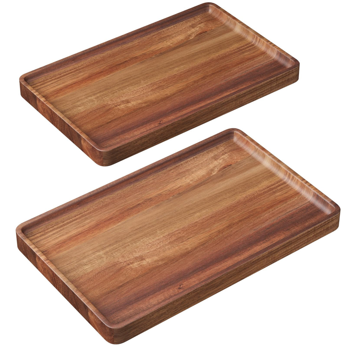 VERTORGAN 2 Pack Acacia Wood Serving Tray,9.8x5.9 Inch Trays,Home Decor