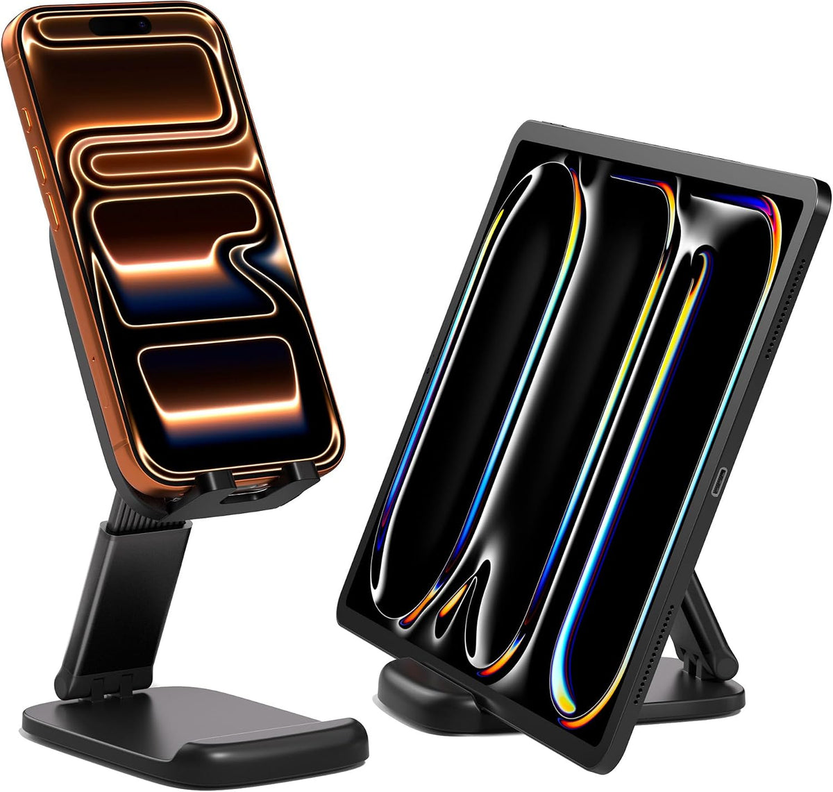 NKNZLY 2 Pack Cell Phone Stand for Desk, Foldable Mobile Phone Holder-Black