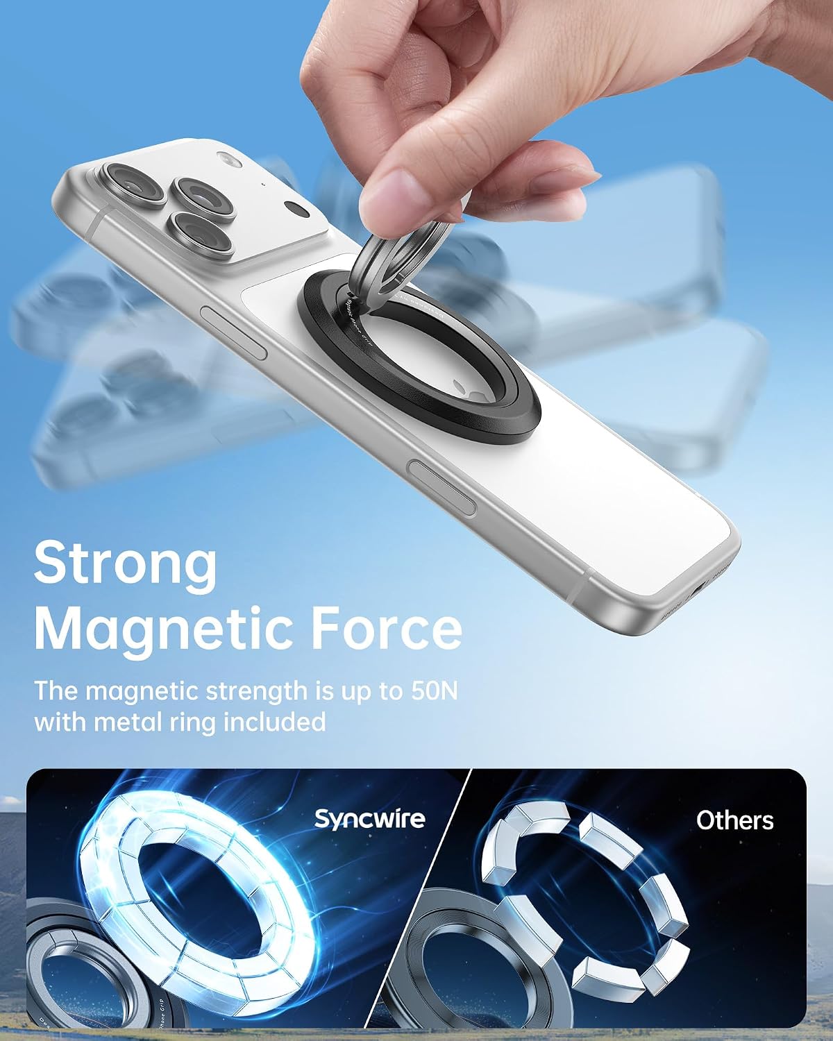 SYNCWIRE Magnetic Phone Ring Holder, for MagSafe Phone Grip Stand Kickstand