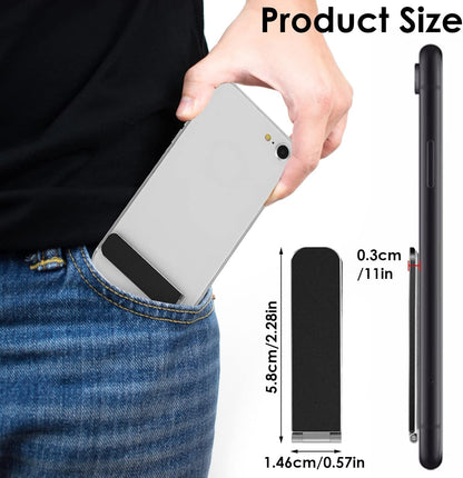Giantree Ultra Thin Cell Phone Holder, Adjustable Mini Alloy Phone Kickstand Portable Phone Stand Foldable Phone Stand for Mobile Phone Tablet (Black)