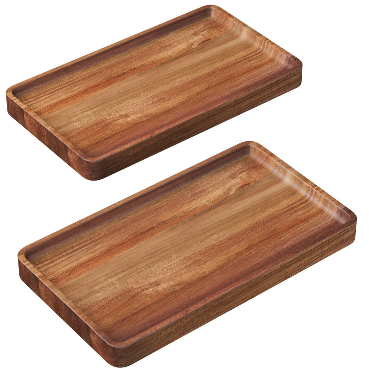 VERTORGAN 2 Pack Acacia Wood Serving Tray,9.8x5.9 Inch Trays,Home Decor