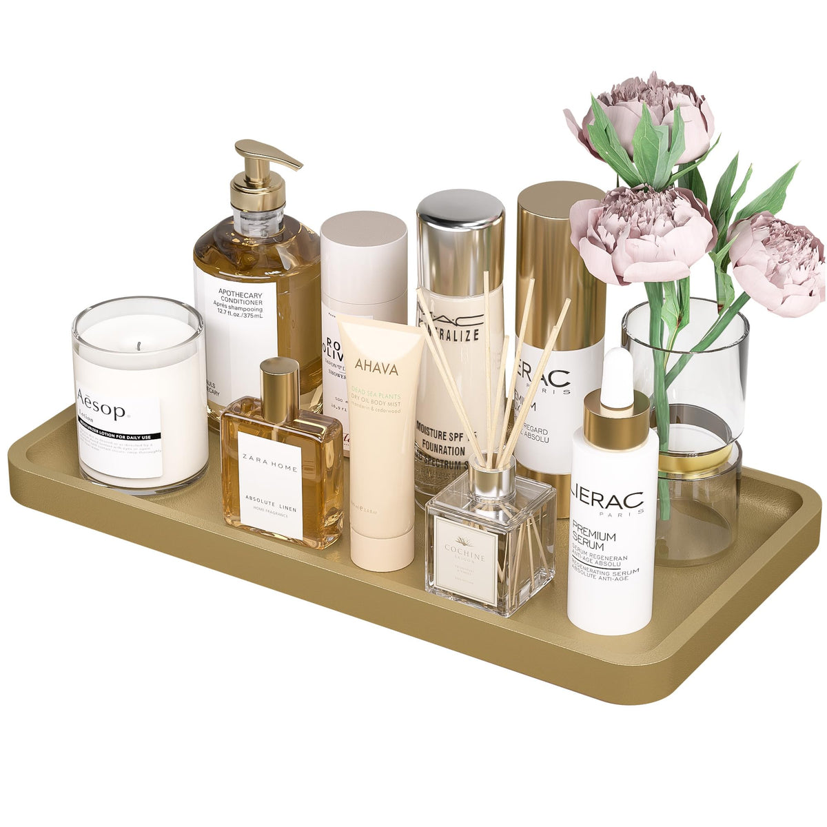 Weenson Small Bathroom Vanity Tray for Countertop Makeup Perfume Jewelry Decor Candle Keys, Small Black Kitchen Tray for Soap Dispenser Spice Bamboo Toilet Tray 7.9" L x 4" W x 0.79" H