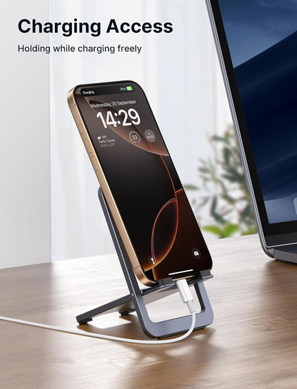 JSAUX Fold-Flat Cell Phone Stand, Adjustable Desk Holder-Gray