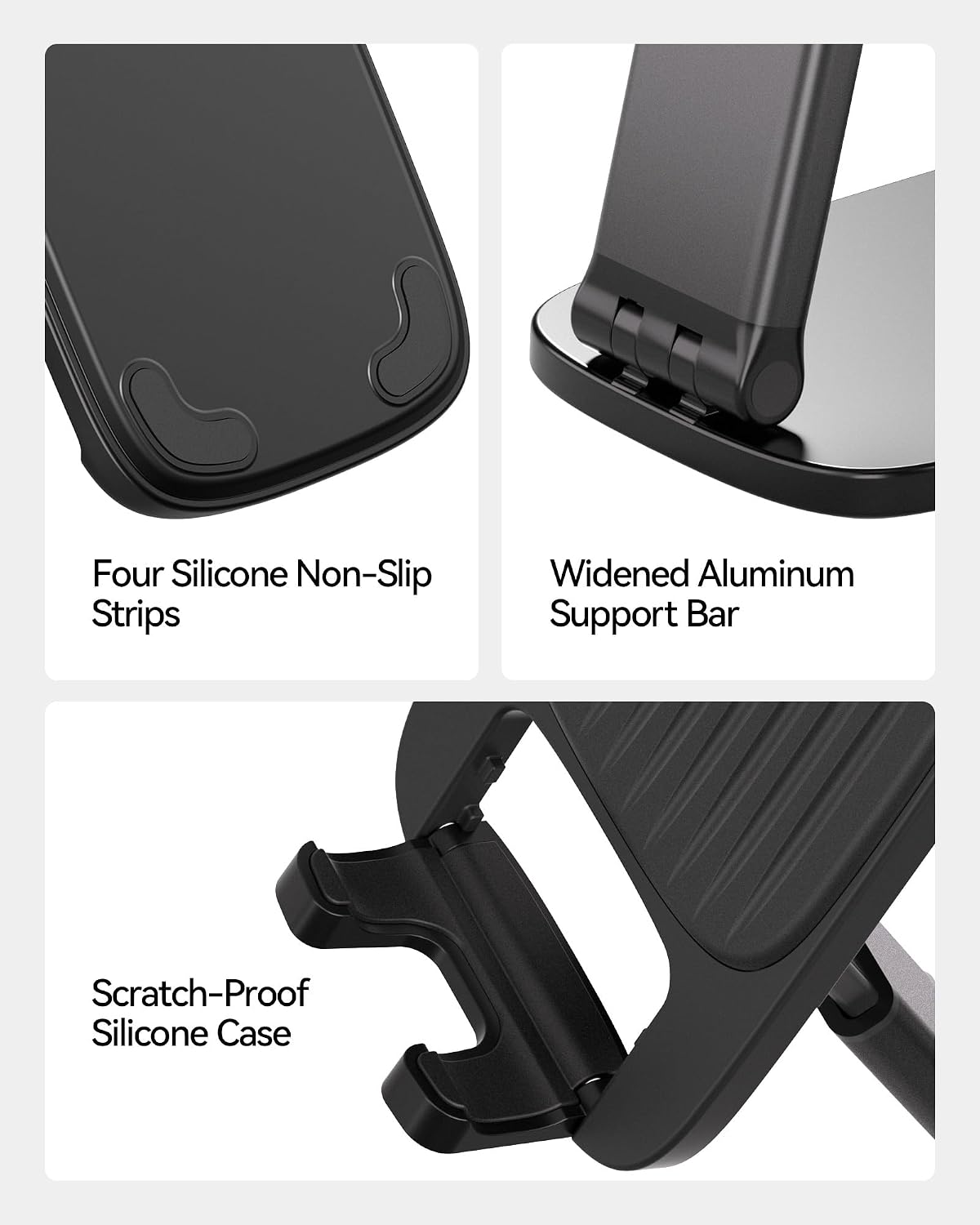 NKNZLY 2 Pack Cell Phone Stand for Desk, Foldable Mobile Phone Holder-Black