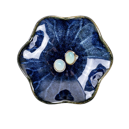 Lotus Leaf Ceramic Jewelry Ring Dish for Women (Mist Green)