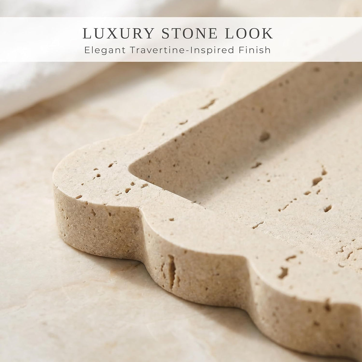 Decorative Scalloped Tray - Travertine Stone Inspired Jewelry Tray