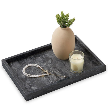 Natural Small Marble Vanity Tray, Stone Organizer for Bathroom & Kitchen