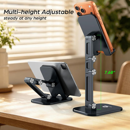 OCYCLONE Phone Stand for Desk, Foldable Cell Phone Stand Holder, Black