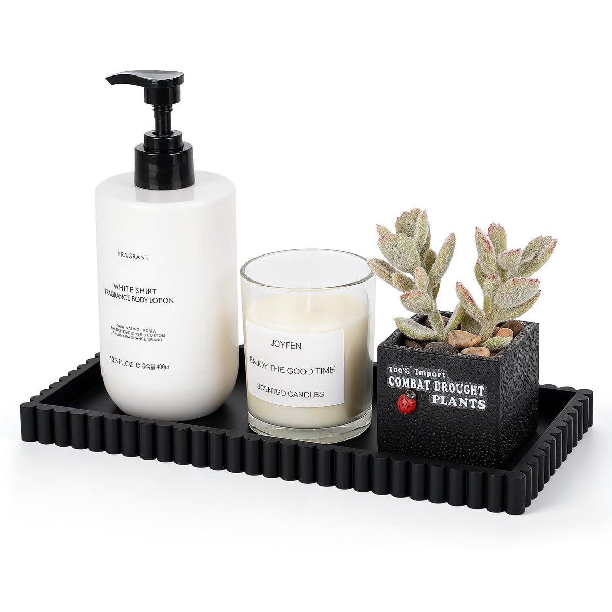 Silicone Bathroom Tray Small Vanity Tray Kitchen Counter Decor, Black