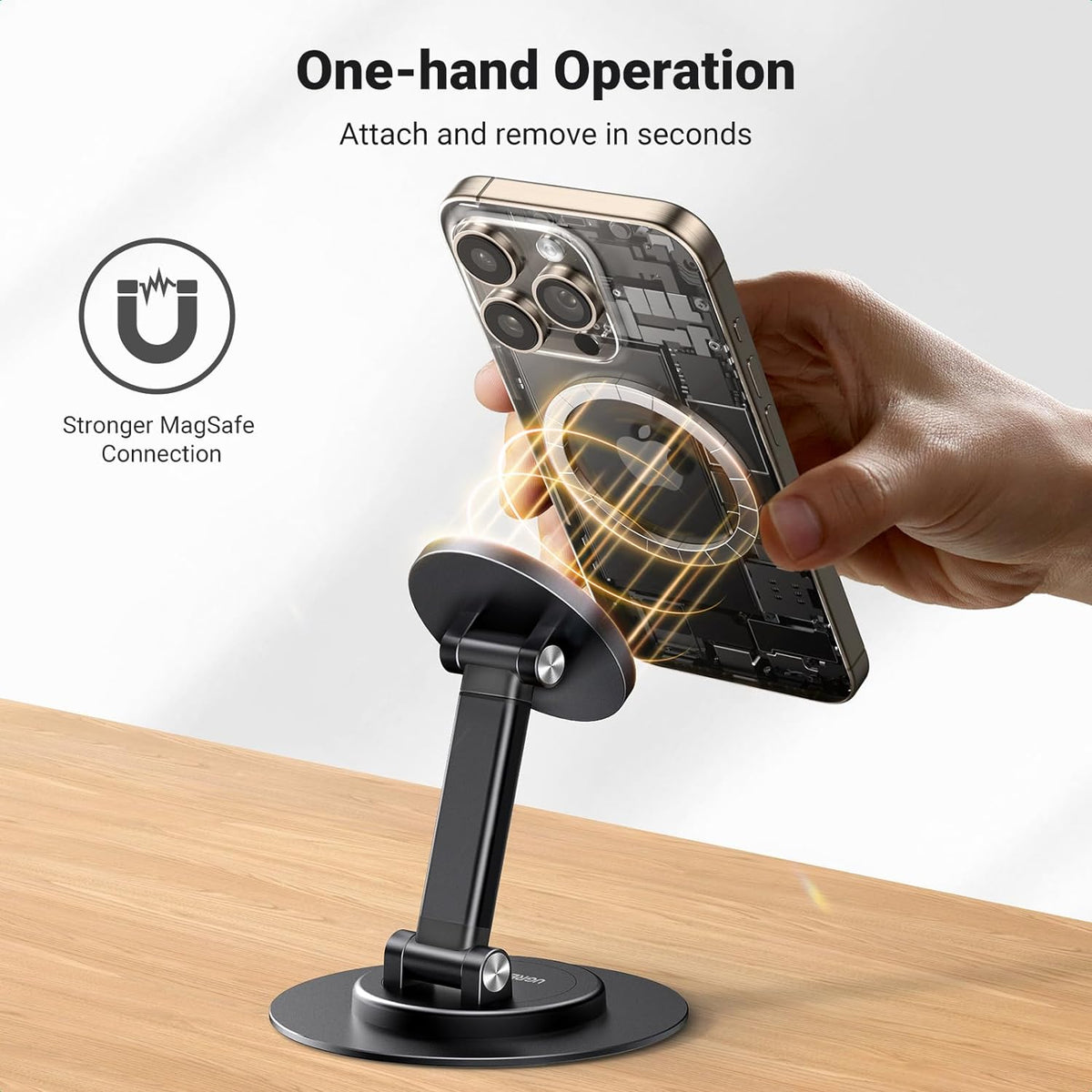 UGREEN Magnetic Phone Stand for MagSafe, Height Adjustable iPhone Stand