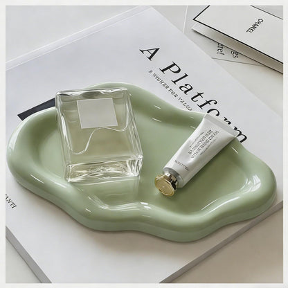 Small Jewelry Dish for Women, Gifts for Mom, Ceramic Jewlery Tray Ring Holder, Vanity Ring Dish Cute Cloud Tray, Nightstand Decor Trinket Bowl for Earrings, Perfume, Keys, White Jewelry Plate