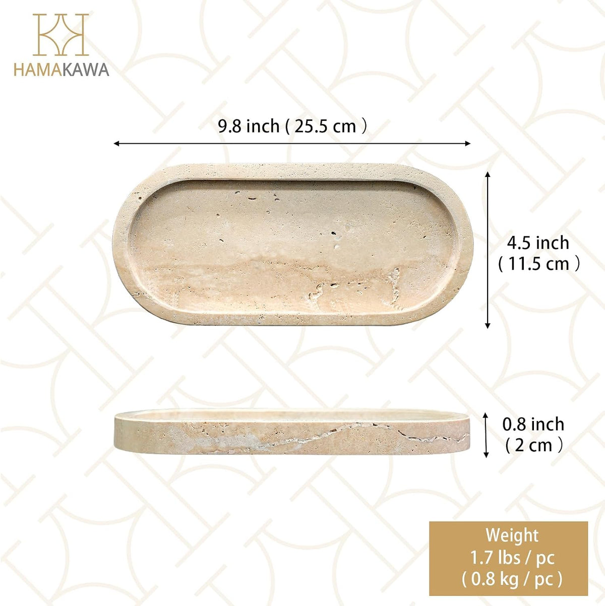 Turkish Marble Perfume Tray, Beige Bathroom Tray 10 Inch